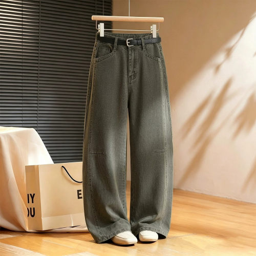 梨形身材裤子军绿色弯刀裤女春秋