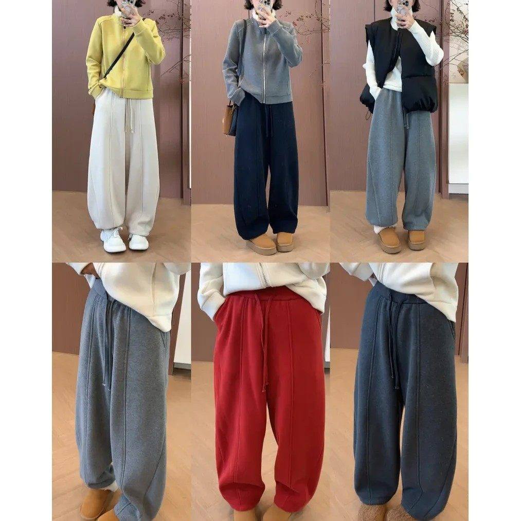 弯刀裤女宽松休闲阔腿裤2026年新款显瘦加绒加厚抽绳松紧腰直筒裤,女装/女士精品,大码裤装,淘宝优惠券,粉丝福利购,淘宝优惠卷