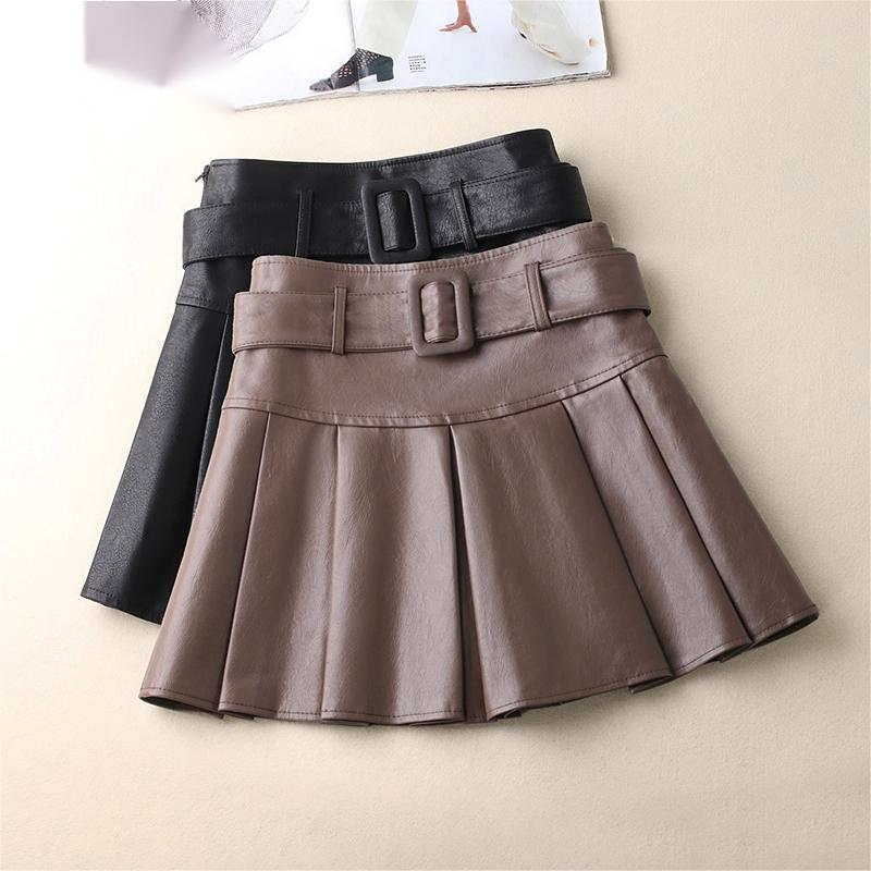 咖色小皮裙女2025秋季新款高腰