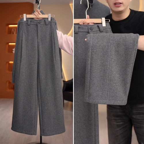 羊毛呢阔腿裤女秋冬2025新款加厚