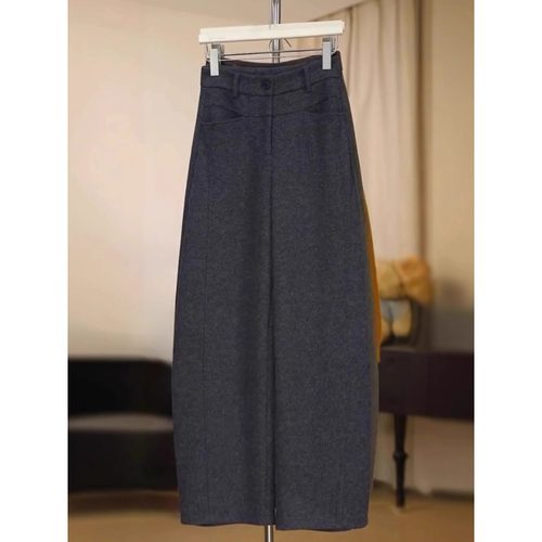 高档毛呢休闲弯刀裤女2025秋冬