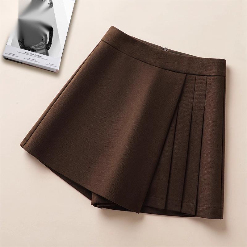 咖色毛呢百褶半身裙女2025年新款