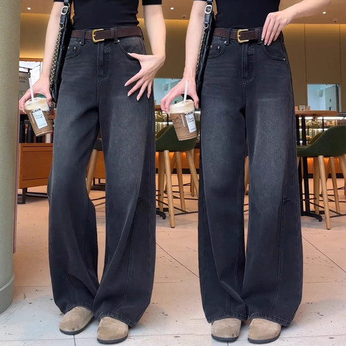 水洗高腰牛仔裤女2025年冬季新款