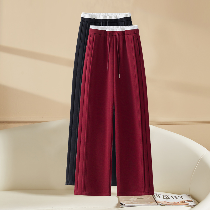 百搭洋气加绒直筒裤女2025新款