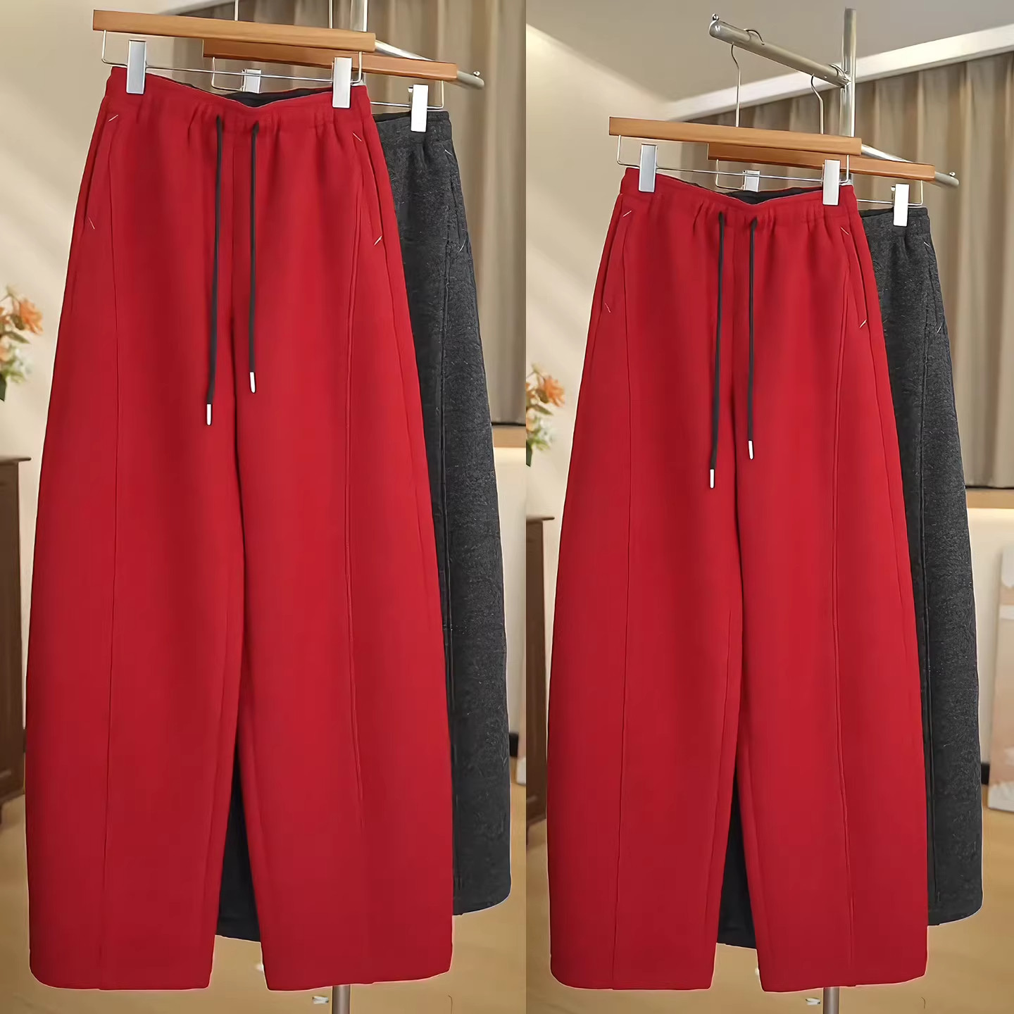 醋酸羊毛裤女2026新款运动卫裤春季加绒阔腿裤宽松长裤休闲弯刀裤,女装/女士精品,大码裤装,淘宝优惠券,粉丝福利购,淘宝优惠卷