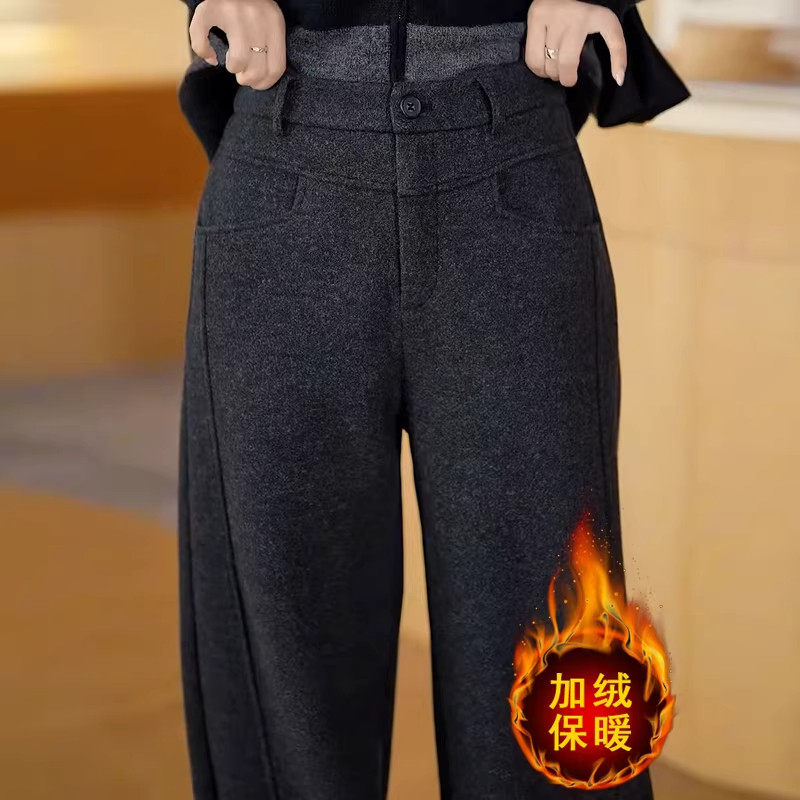 加绒羊毛呢弯刀裤子女冬季2025新款宽松直筒西装裤加厚阔腿休闲裤,女装/女士精品,大码裤装,淘宝优惠券,粉丝福利购,淘宝优惠卷