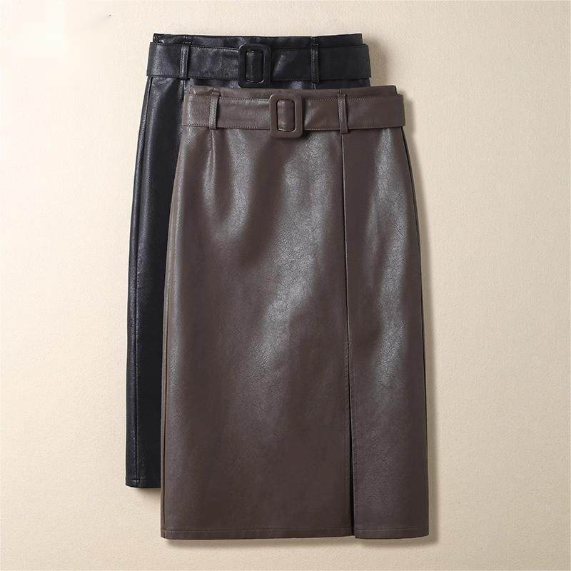 PU皮裙女包臀裙2025年秋冬新款高腰百搭一步裙显瘦开叉气质直筒裙,女装/女士精品,大码半身裙,淘宝优惠券,粉丝福利购,淘宝优惠卷