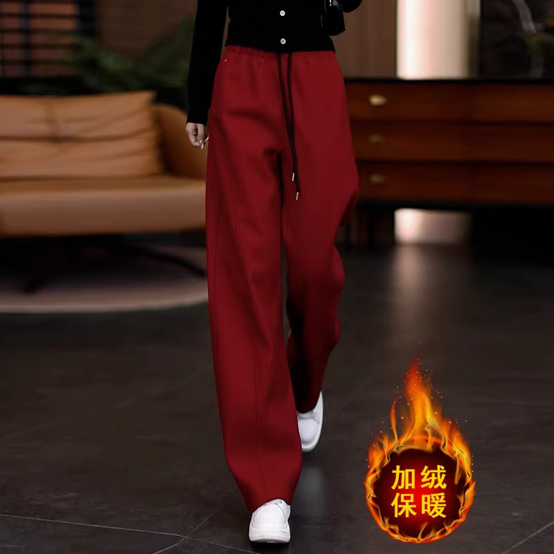 窄版加绒羊毛呢阔腿裤女冬季2025新款气质高腰显瘦直筒裤休闲长裤,女装/女士精品,大码裤装,淘宝优惠券,粉丝福利购,淘宝优惠卷