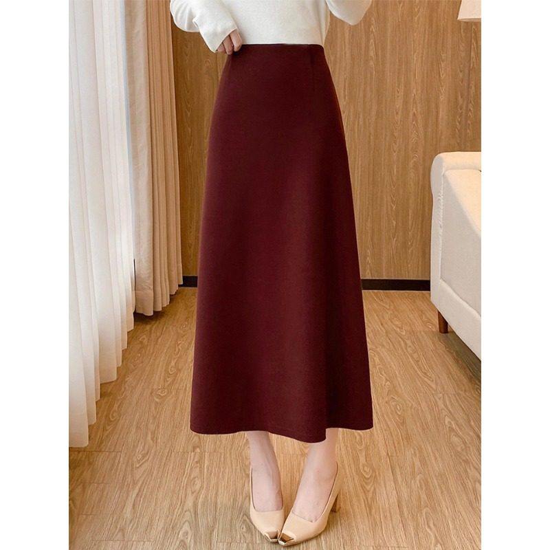 轻熟优雅毛呢半身裙女2026春季新款高腰显瘦A字长裙酒红色大摆裙,女装/女士精品,大码半身裙,淘宝优惠券,粉丝福利购,淘宝优惠卷