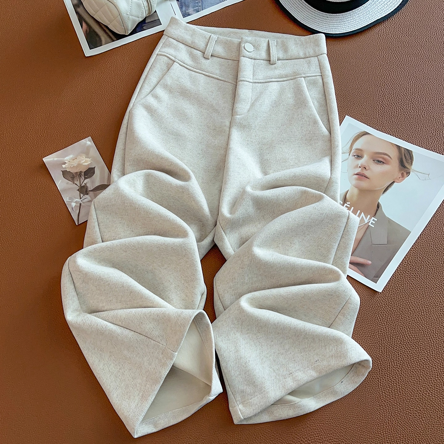 高腰羊绒直筒裤女秋冬季2025新款