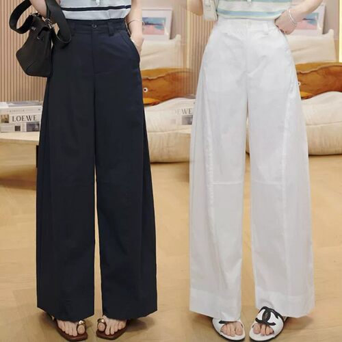时尚白色阔腿休闲裤女新款夏季