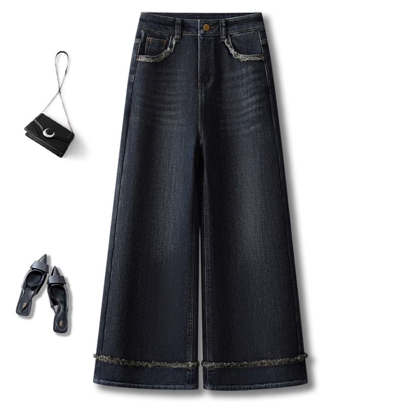 复古阔腿牛仔裤女秋冬2025新款