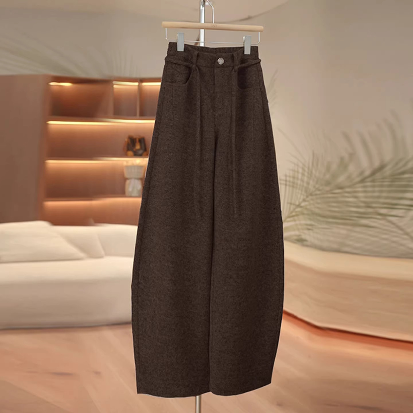 高档羊绒休闲直筒弯刀裤女秋冬加绒加厚新款镰刀裤羊毛呢阔腿裤子,女装/女士精品,大码裤装,淘宝优惠券,粉丝福利购,淘宝优惠卷