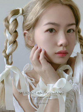 扎双马尾可爱女生编发丝绸发绳网红海伦辫子发带绑蝴蝶结飘带头饰