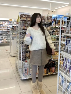 高品质手工编织棒针毛衣女秋冬新款 毛衣女 显瘦百搭棉混纺针织衫