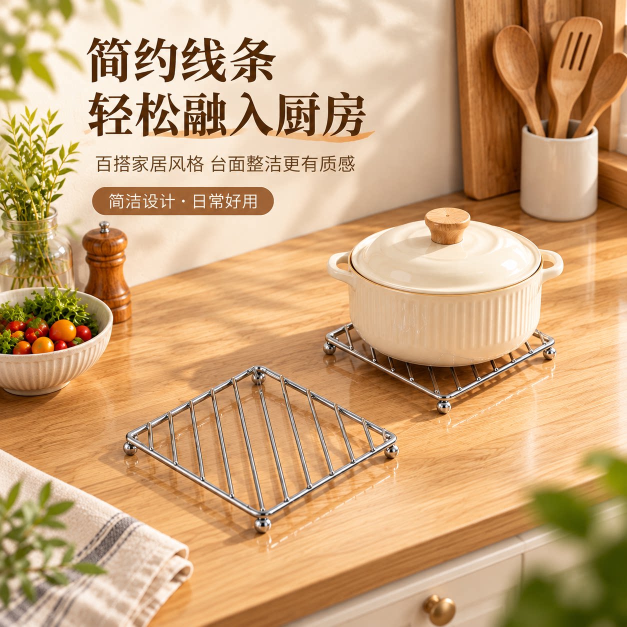 家用厨房不锈钢砂锅垫台面餐桌盘子隔热垫子加厚防烫耐高温碗碟垫