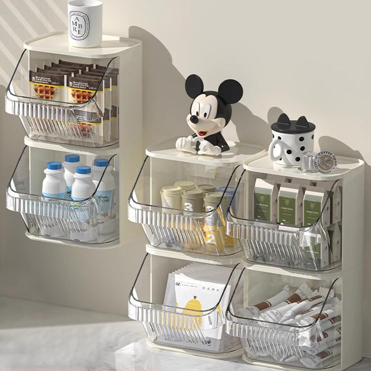 桌面收纳盒免打孔壁挂办公室茶水间茶包收纳架家用分格整理置物架