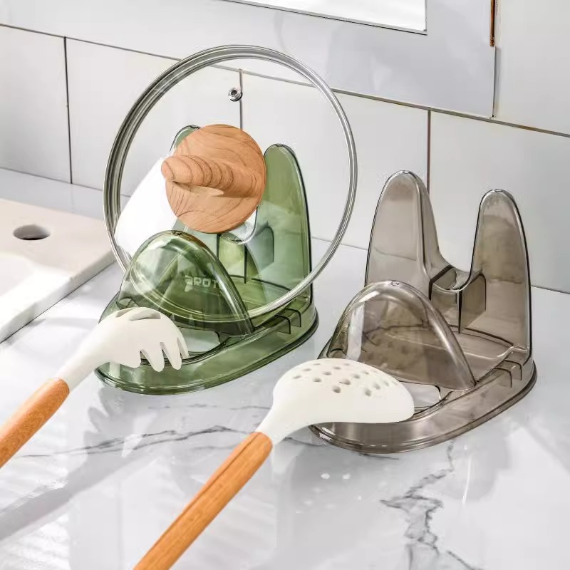 轻奢透明锅盖架厨房台面收纳架家用锅铲汤勺加宽加深菜板置物架子