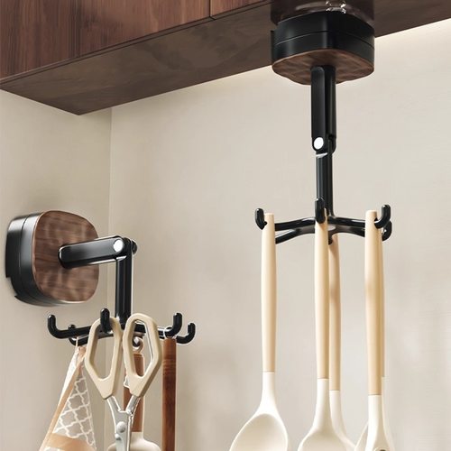 高颜值厨房吸盘旋转挂钩免打孔壁挂置物架锅铲勺子菜板挂架收纳架