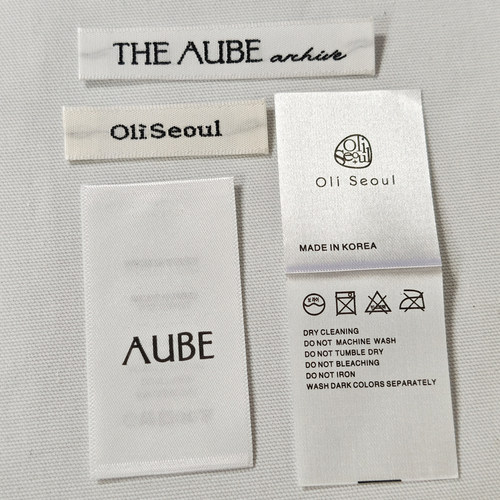 韩国领标洗水标现货 AUBE OliSeoul洗唛侧标签定制服装商标布标签