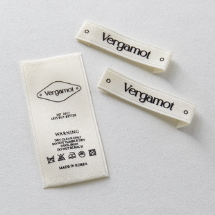 商标布标印唛标签侧唛定做 印唛服装 Vergamot 韩国领标现货水洗标