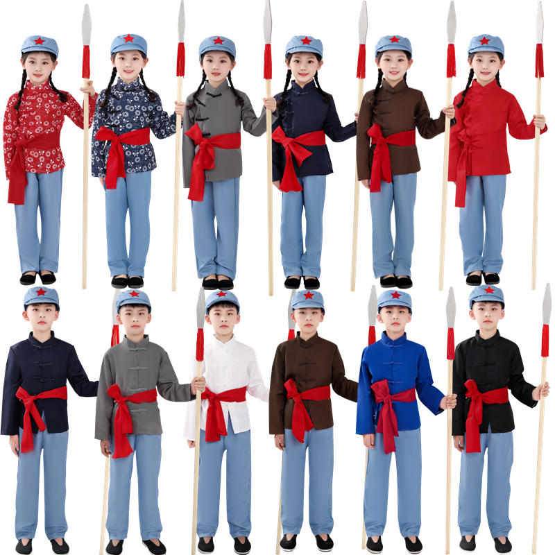 儿童男女款赤卫队民兵表演服武装