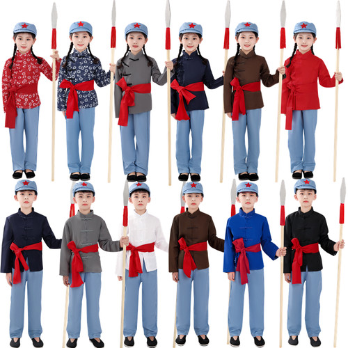 儿童男女款赤卫队民兵表演服武装