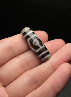 精品台湾老料高油润三眼天珠咬色清晰分明皮壳包浆自然油润