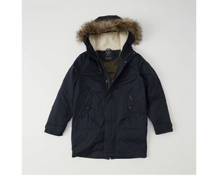 M51经典 国内现货 男士 加厚连帽中长羽绒服 Abercrombie&Fitch
