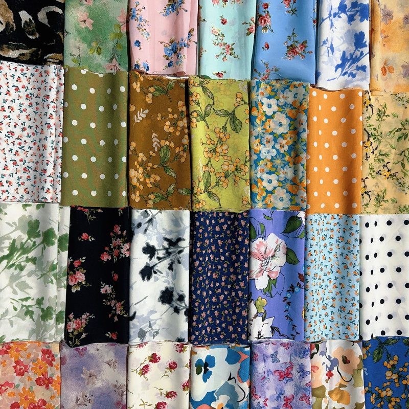 柔软田园清新碎花布料印花手工diy材料雪纺大肠发圈方巾发圈福袋