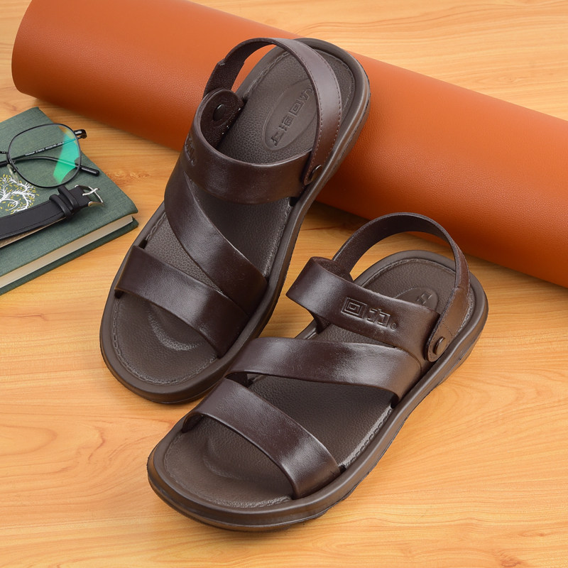 PULL BACK MENS SANDALS SUMMER OUTDOOR BEACH SHOES CASUAL LIGHT-SOLED MENS SLIPPERS KOREAN TRENDY MENS SANDALS DUAL-PURPOSE SHOES