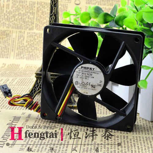 原装 德国PAPST TYP3412N/2M 12V 1.6A 9225 9CM 三线散热风扇