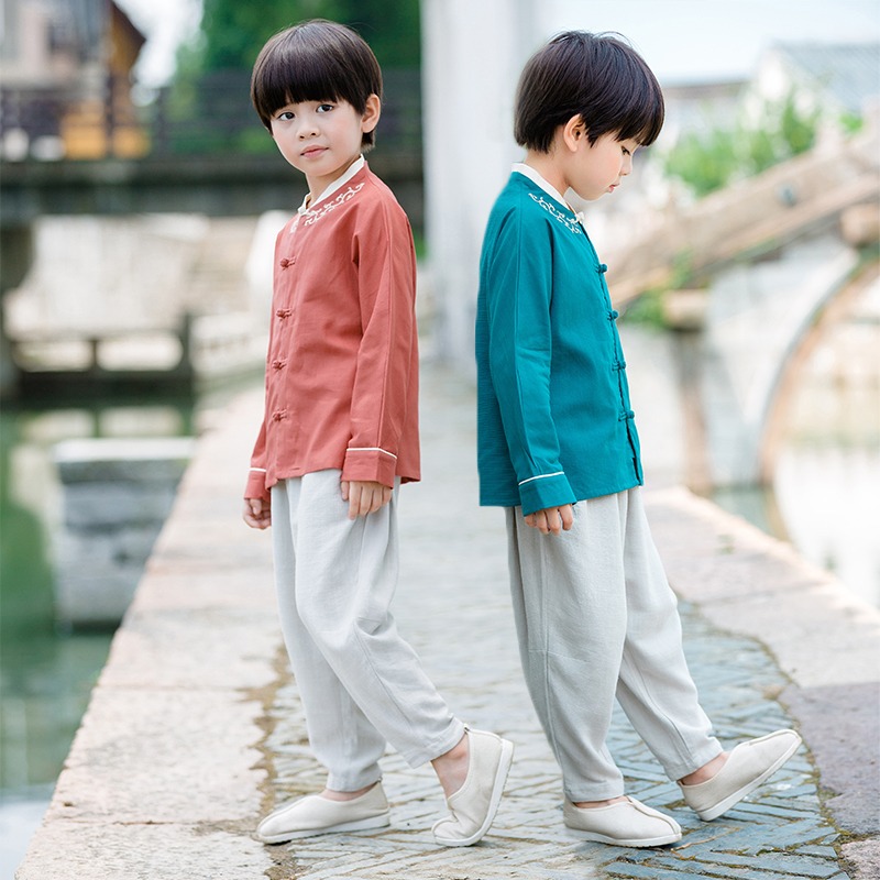 春秋男童中国风汉服复古改良唐装