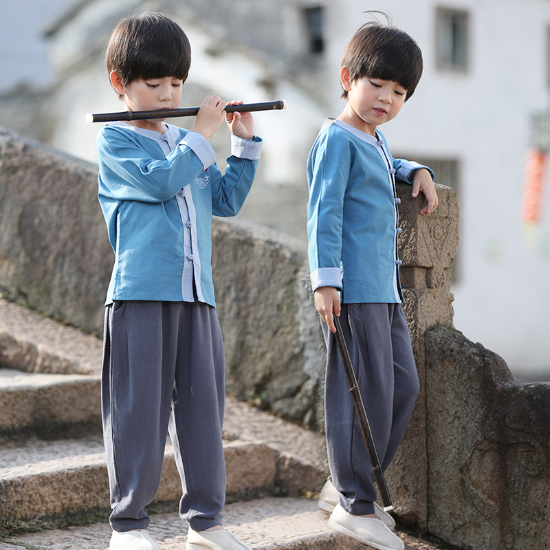 春秋季男童汉服中国风改良唐装