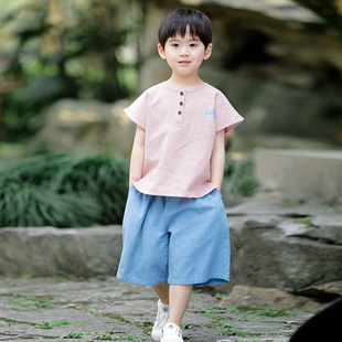 汉服男童夏装宝宝中国风古装男孩夏季薄款唐装儿童民族服装国学服