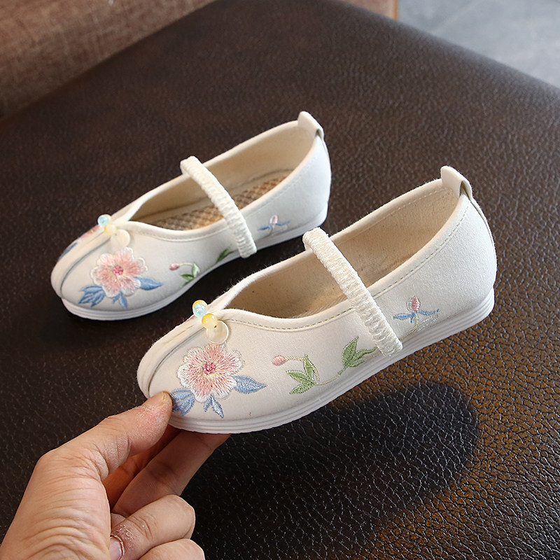 女童汉服鞋宝宝中国风绣花鞋小孩老北京布鞋防滑单鞋复古装表演鞋