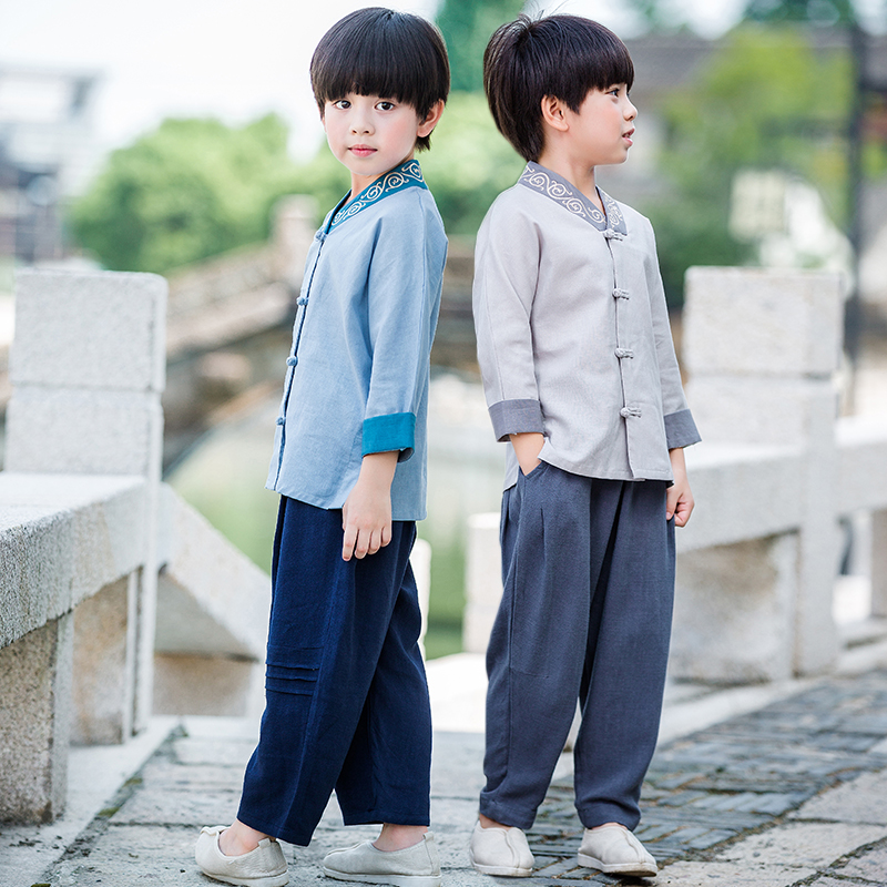春秋季男童汉服中国风复古风唐装