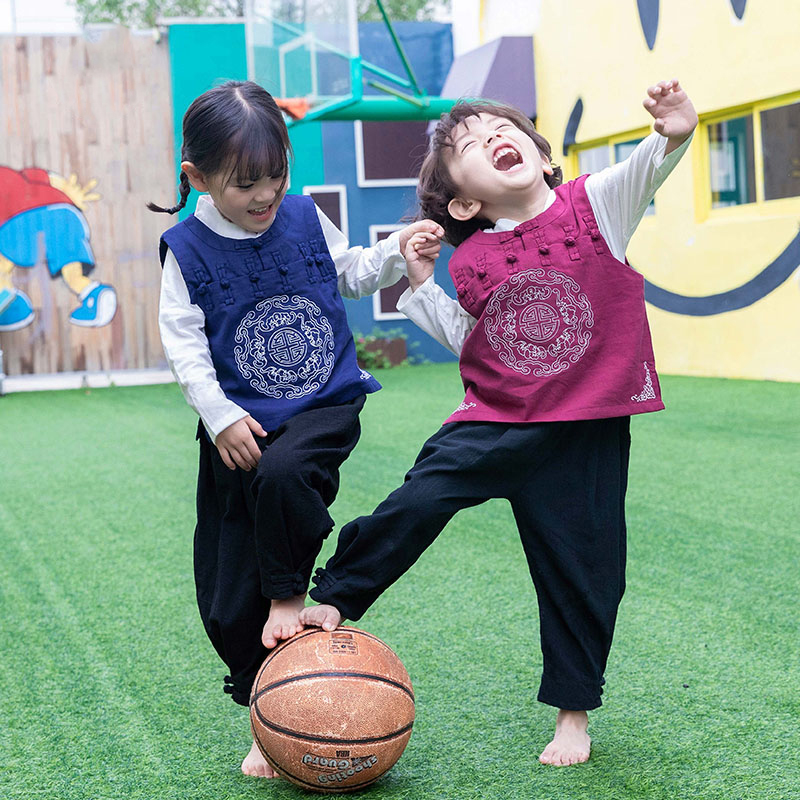 男童汉服复古马甲春秋款背心唐装