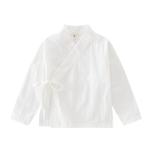 儿童复古日常汉服女童交领打底中衣纯棉长袖 上衣系带 宝宝秋装 童装