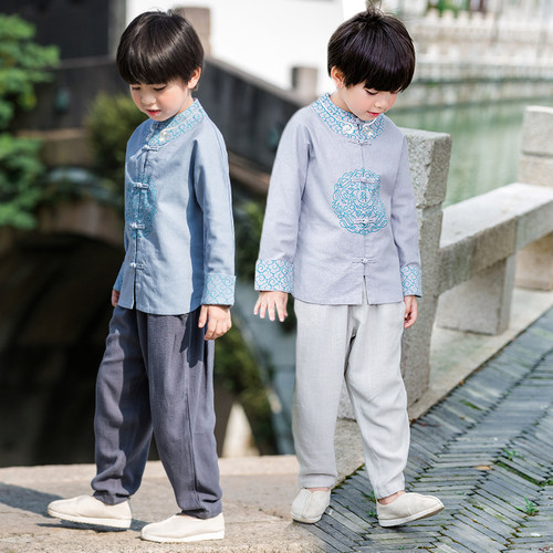 春秋男童改良中国风唐装汉服中式