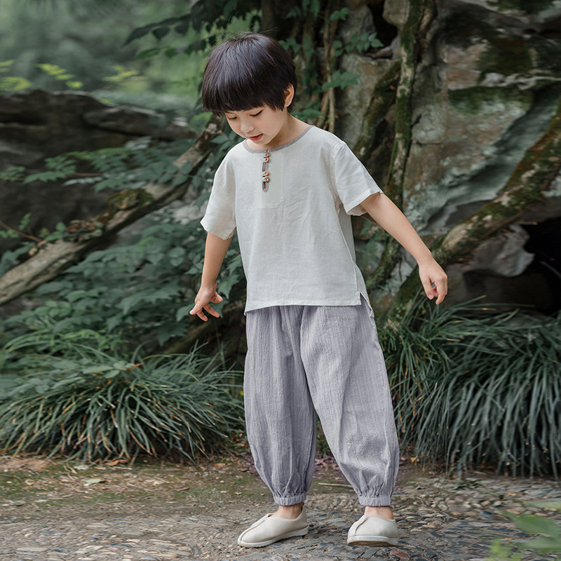 薄款夏季男童汉服中式复古装唐装图片