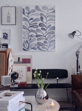 Silke  Bonde祖母的花园羽毛系列丹麦设计水彩抽象艺术家居装饰画