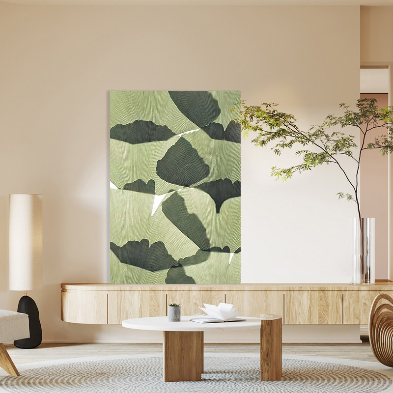 现代高级感客厅装饰画北欧沙发背景墙挂画抽象绿叶玄关走廊画竖版,家居饰品,现代装饰画,淘宝优惠券,粉丝福利购,淘宝优惠卷
