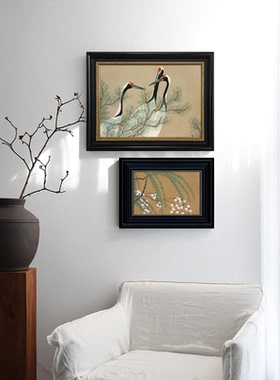 松鹤延年新中式好寓意装饰画法式中古风宋代美学客厅卧室挂画