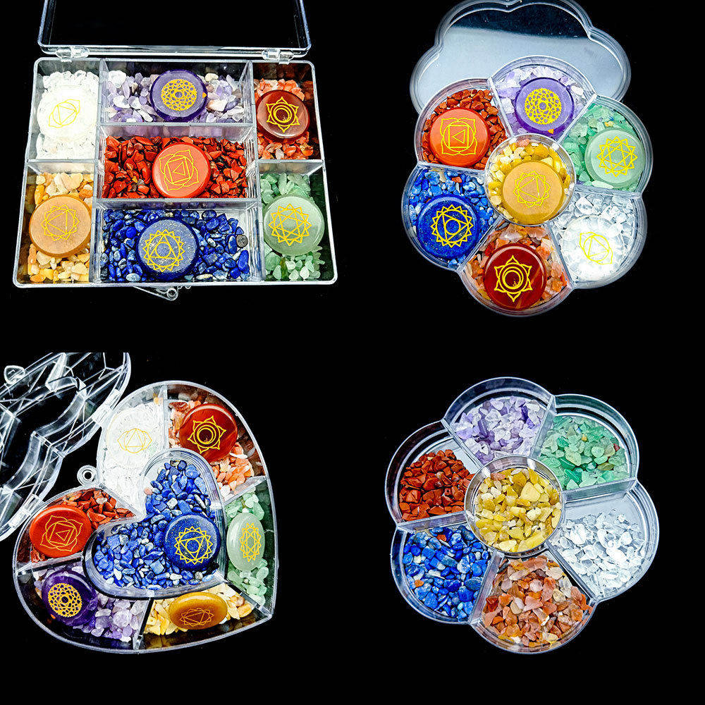 天然水晶石七彩瑜伽套装 爱心方形梅花盒子组合礼盒标本礼品收藏,商业/办公家具,办公茶水柜,淘宝优惠券,粉丝福利购,淘宝优惠卷