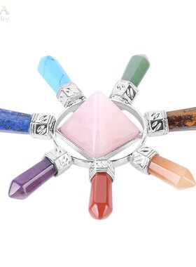 天然水晶石六角柱金字塔水晶塔欧式摆件紫晶粉晶白水晶金字塔摆件