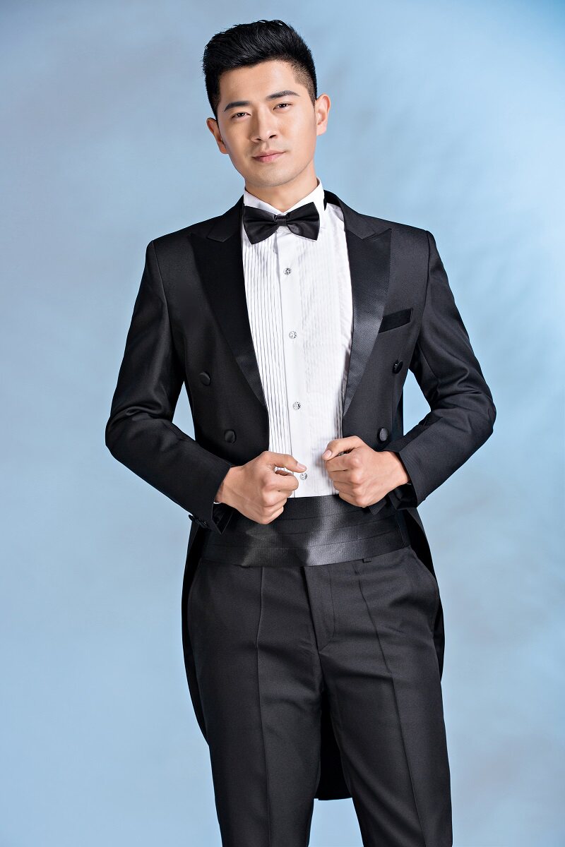 TUXEDO MALE SLIM DRESS STAGE PERFORMANCE COSTUME MAGIC ART TEST MALE CONDUCTOR CHORUS SUIT SHOW HOST SUIT