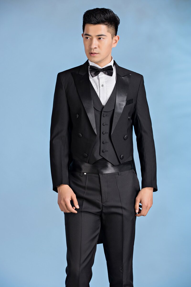 TUXEDO MALE SLIM DRESS STAGE PERFORMANCE COSTUME MAGIC ART TEST MALE CONDUCTOR CHORUS SUIT SHOW HOST SUIT