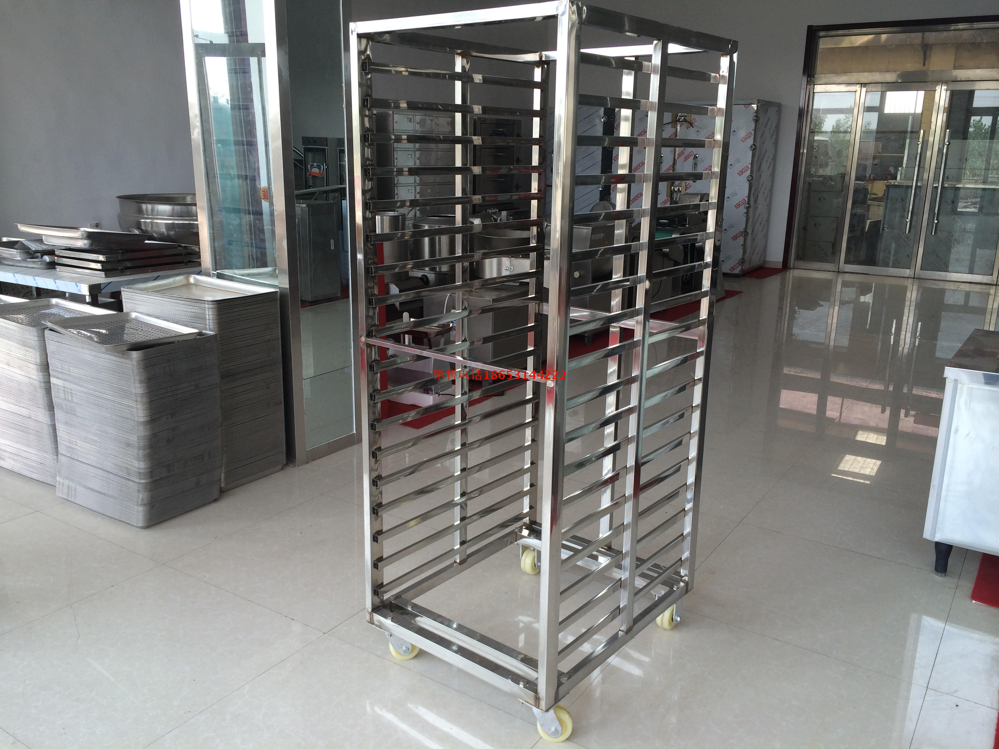 定做不锈钢馒头小推车（蒸房里使用）馒头层架车 馒头冷却车