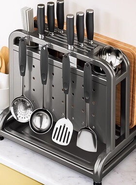 304不锈钢刀架置物架厨房放菜刀板筷子锅盖多功能一体刀具收纳架